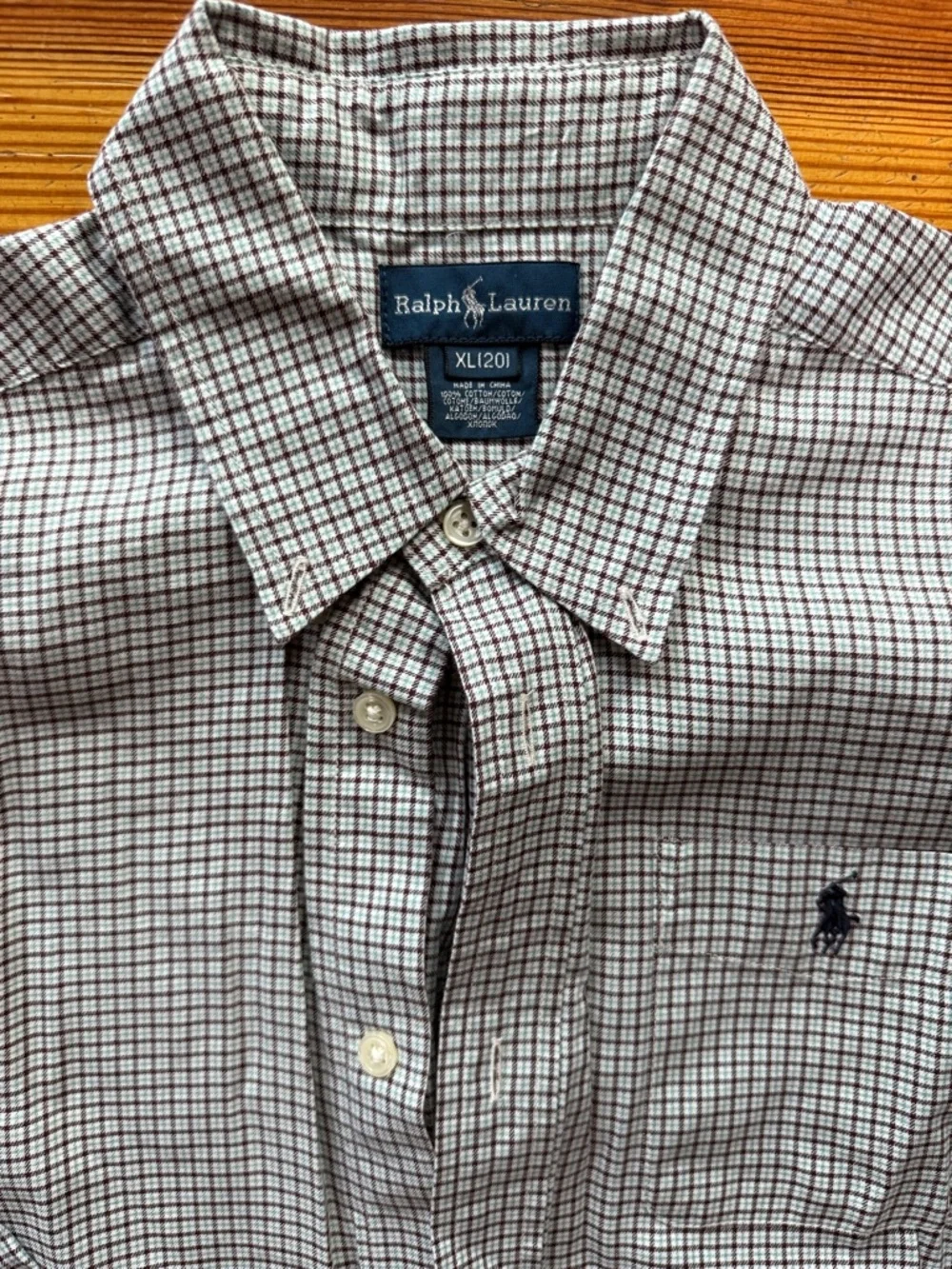 Ralph Lauren Boy’s White and green and black Micro-Check Button-Down Shirt